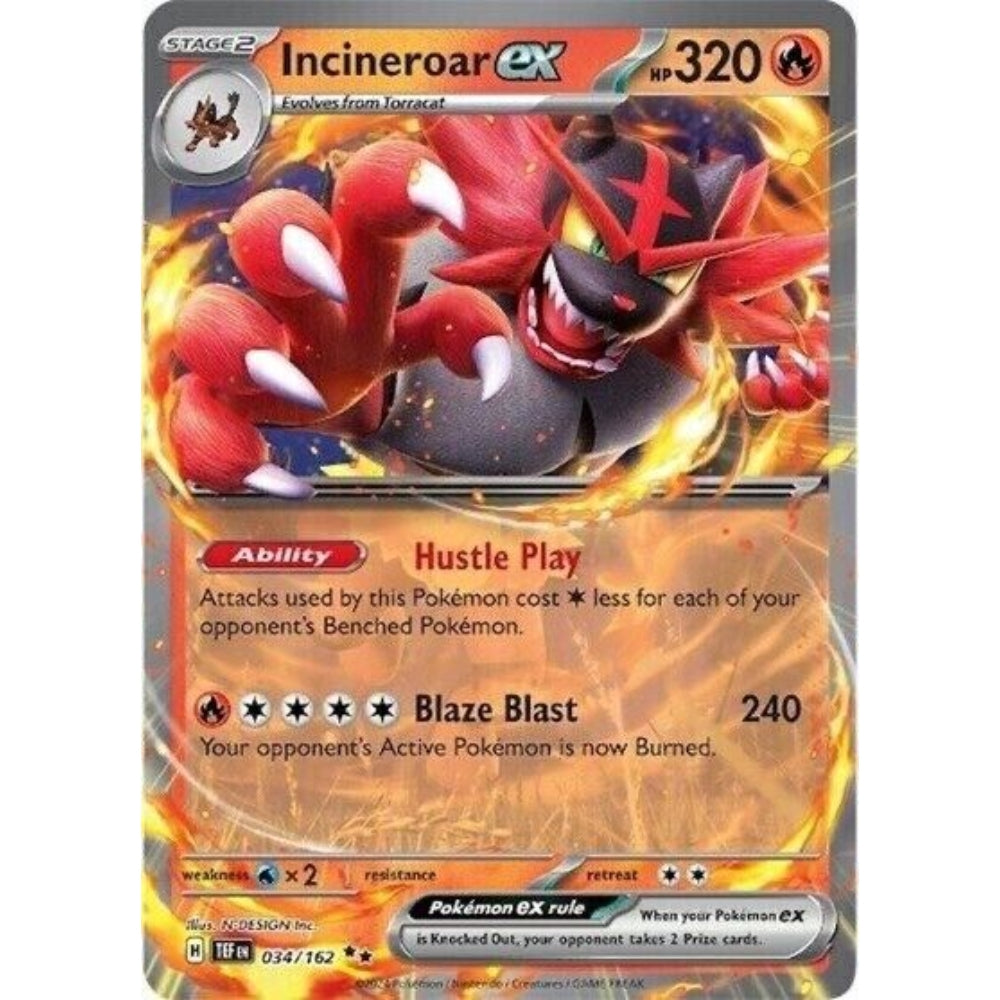 Incineroar ex - 034/162 - Temporal Forces Single Holofoil