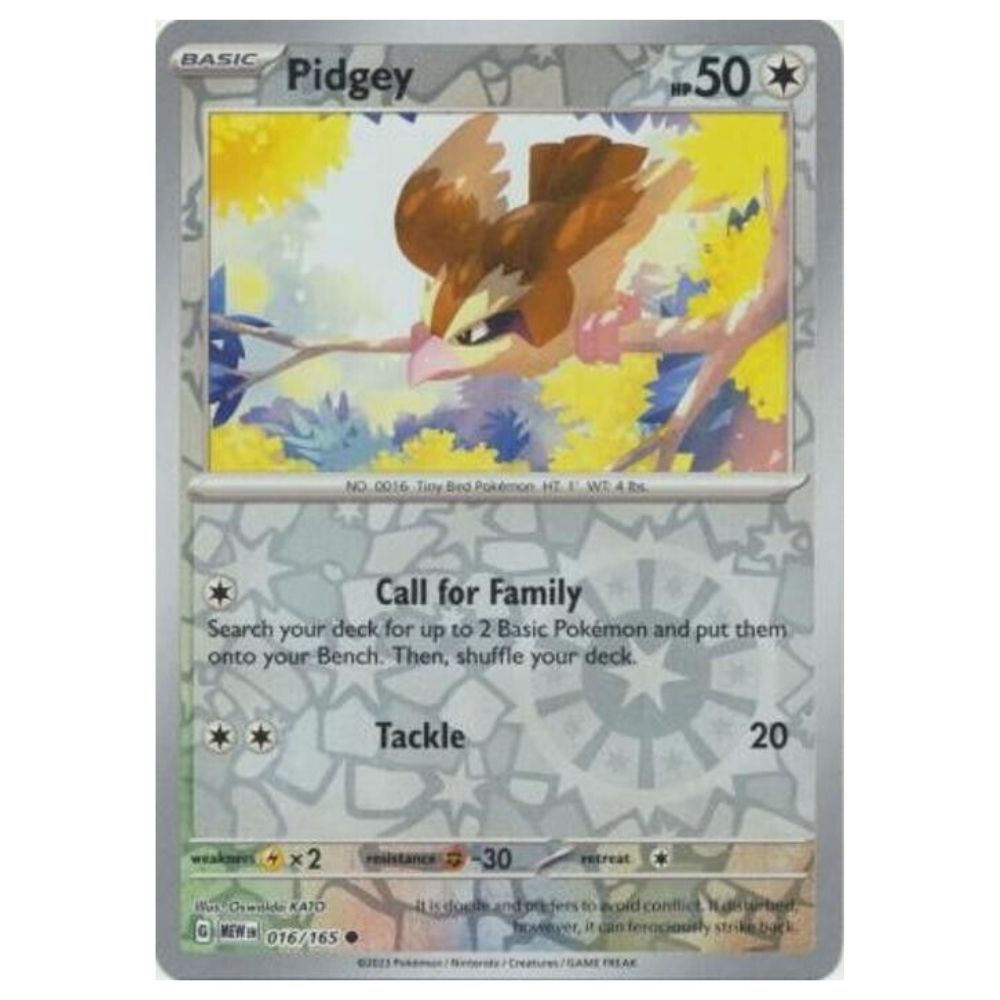 Pidgey  - 016/165 - 151 Single Reverse Holofoil