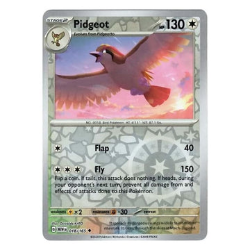 Pidgeot  - 018/165 - 151 Single Reverse Holofoil