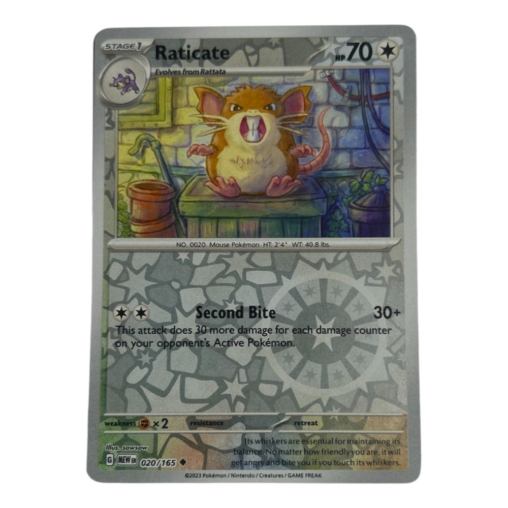 Raticate - 020/165 - 151 Single Reverse Holofoil