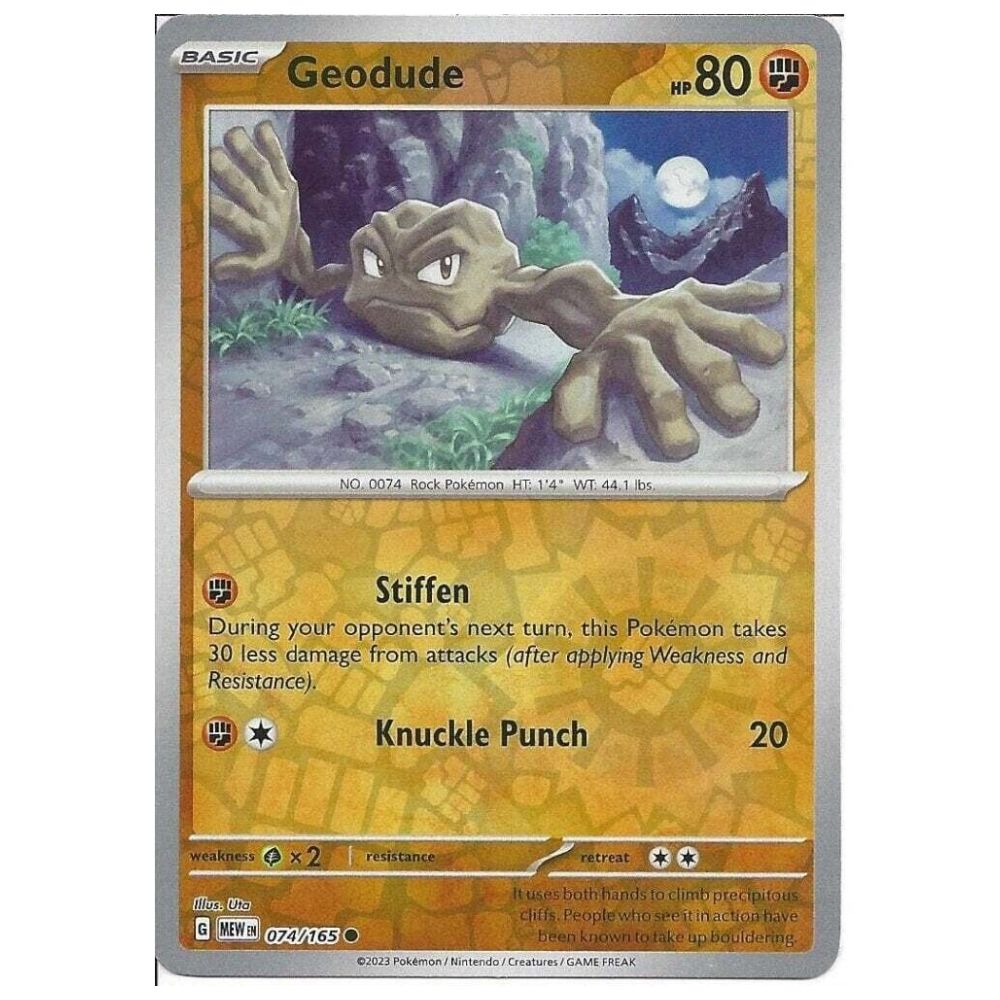 Geodude - 074/165 - 151 Single Reverse Holofoil