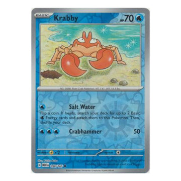 Krabby - 098/165 - 151 Single Reverse Holofoil