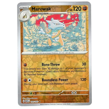 Marowak - 105/165 - 151 Single Reverse Holofoil