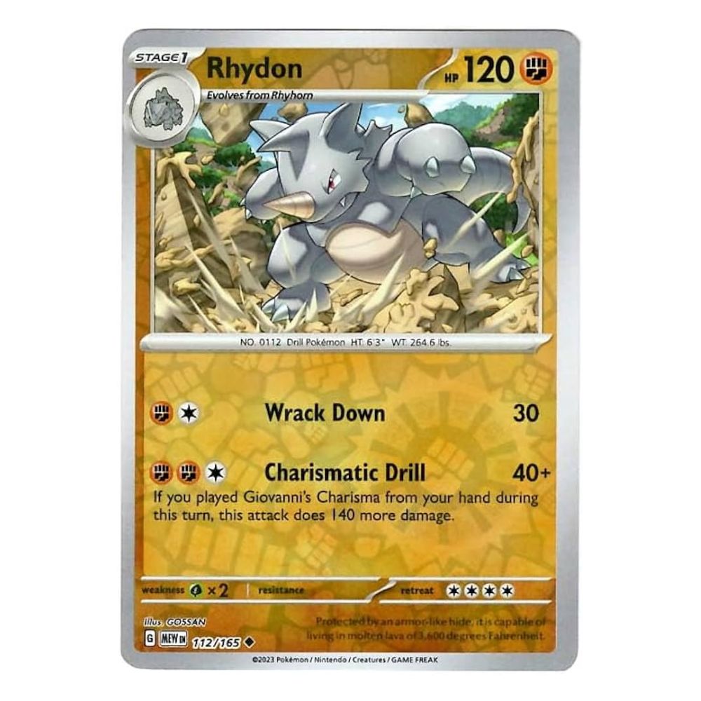 Rhydon - 112/165 - 151 Single Reverse Holofoil