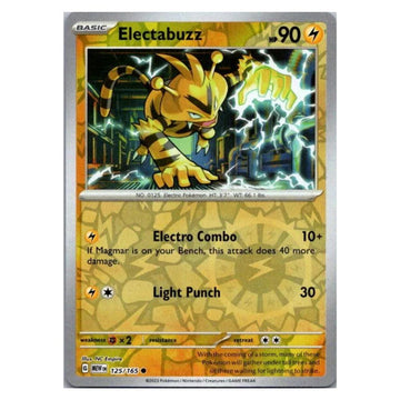 Electabuzz - 125/165 - 151 Single Reverse Holofoil