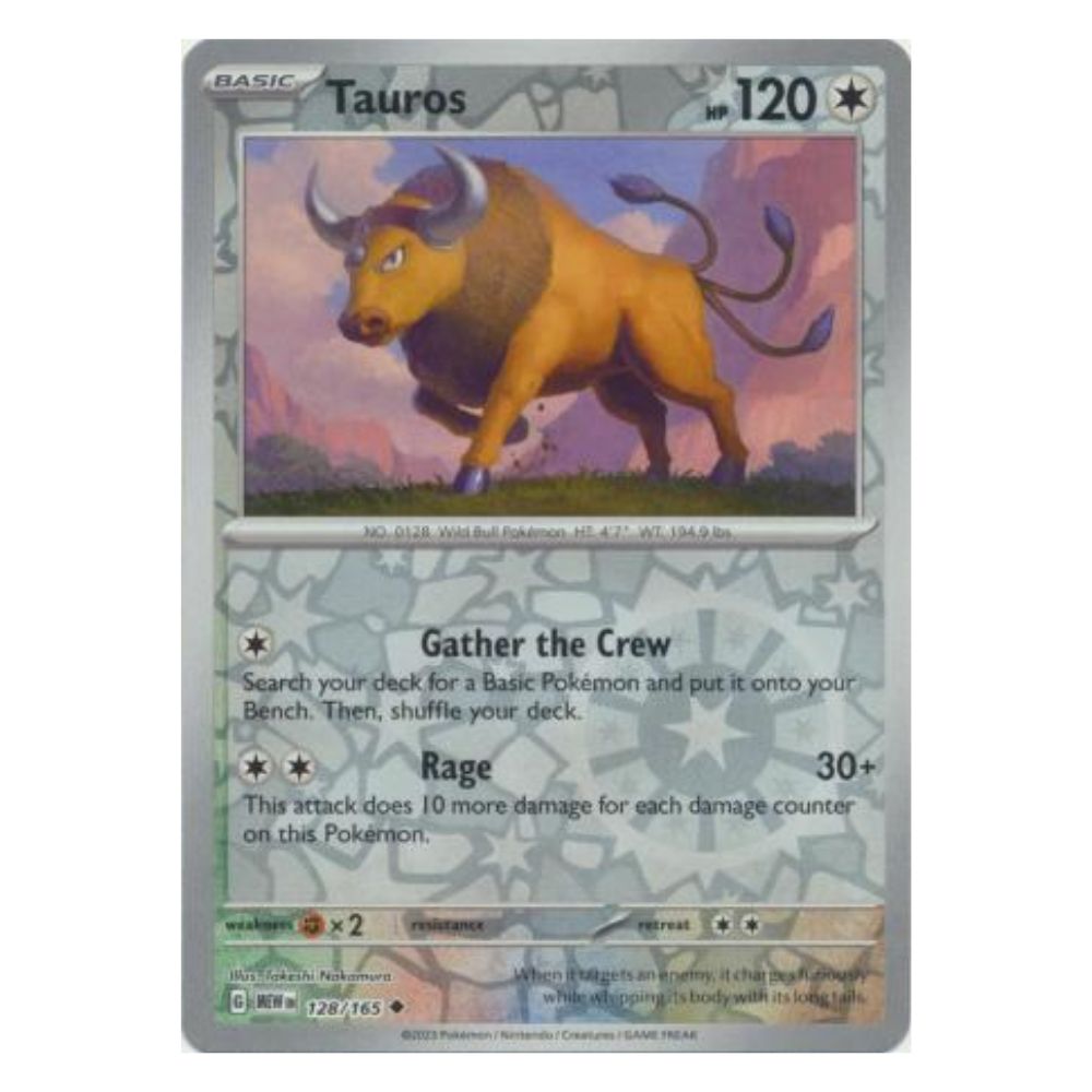 Tauros - 128/165 - 151 Single Reverse Holofoil