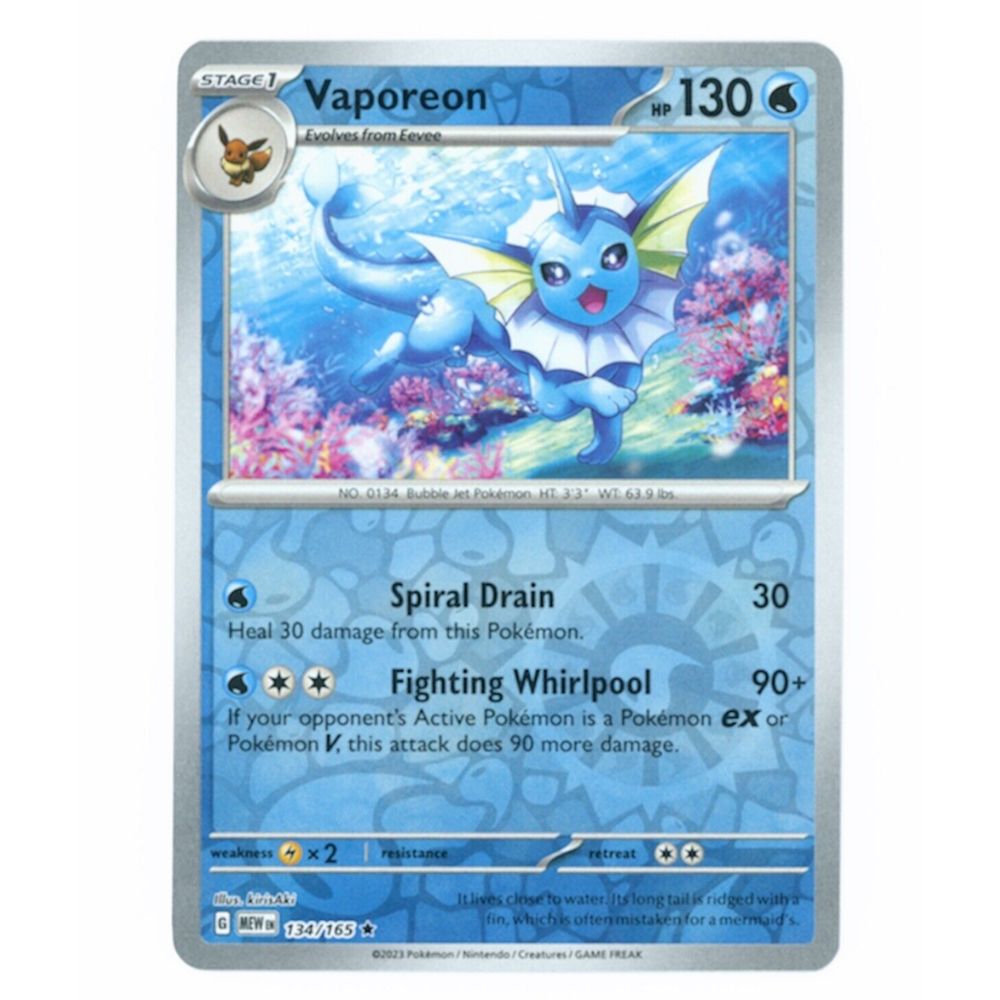 Vaporeon - 134/165 - 151 Single Reverse Holofoil