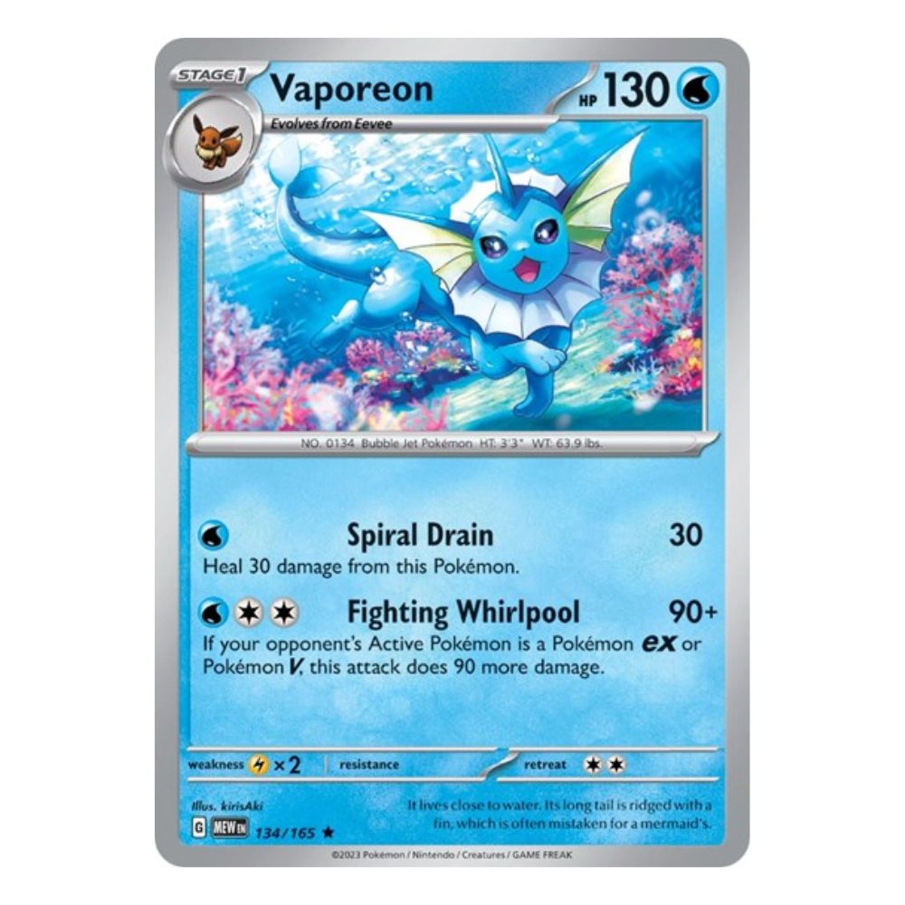 Vaporeon - 134/165 - 151 Single Holofoil