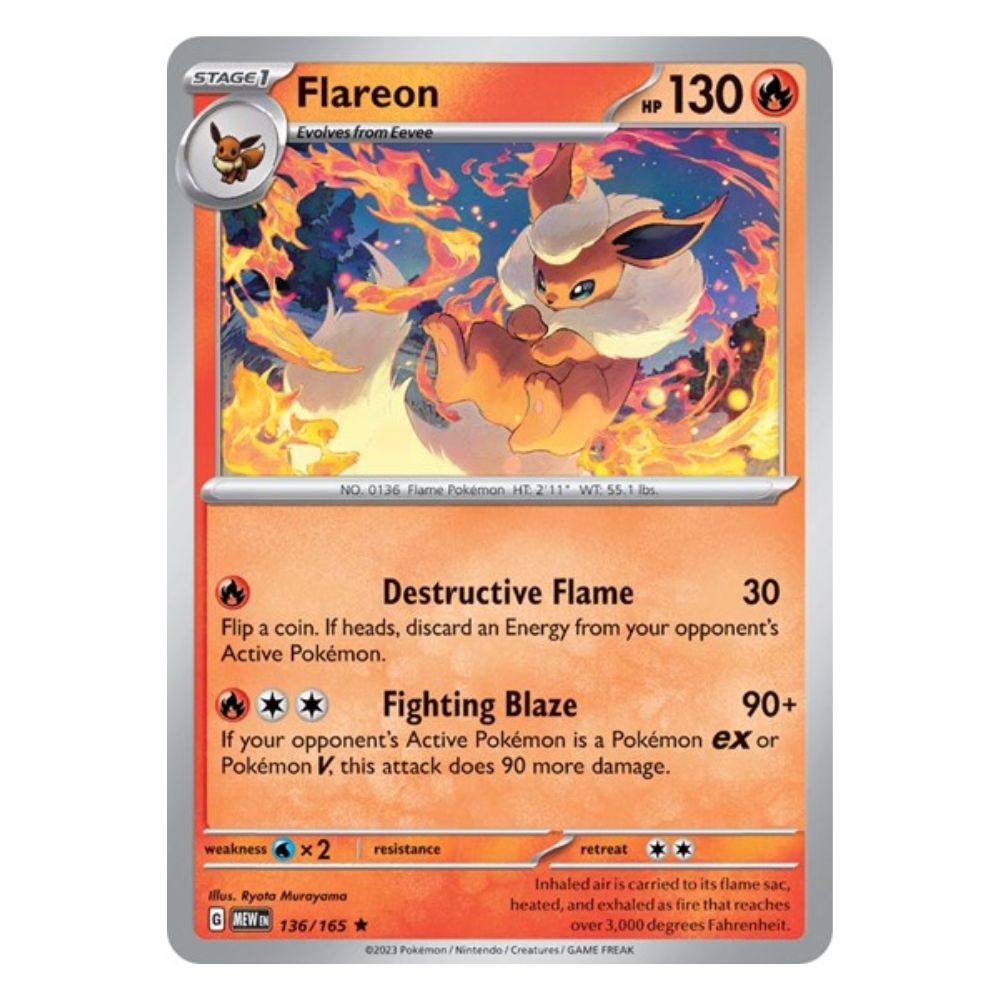 Flareon - 136/165 - 151 Single Holofoil