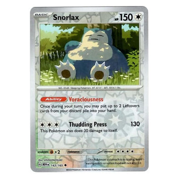 Snorlax - 143/165 - 151 Single Reverse Holofoil