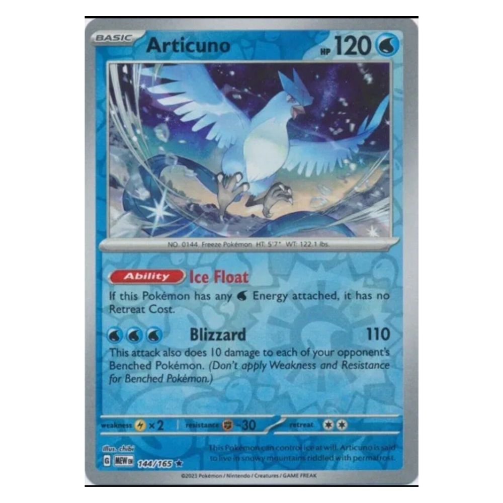 Articuno - 144/165 - 151 Single Reverse Holofoil