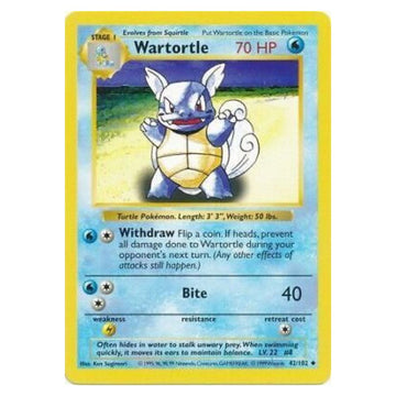 Wartortle - 42/102 - Base Set (Shadowless) - Single