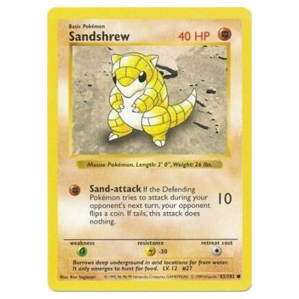 Sandshrew - 62/102 - Base Set (Shadowless) - Single