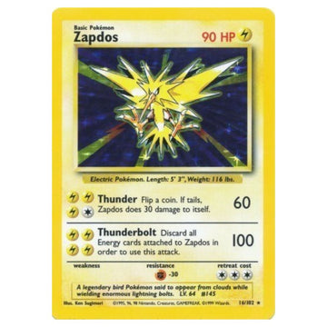 Zapdos - 16/102 - Base Set Unlimited - Single