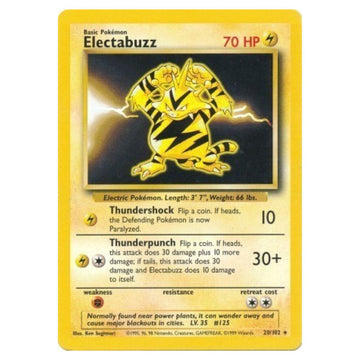 Electabuzz - 20/102 - Base Set Unlimited - Single