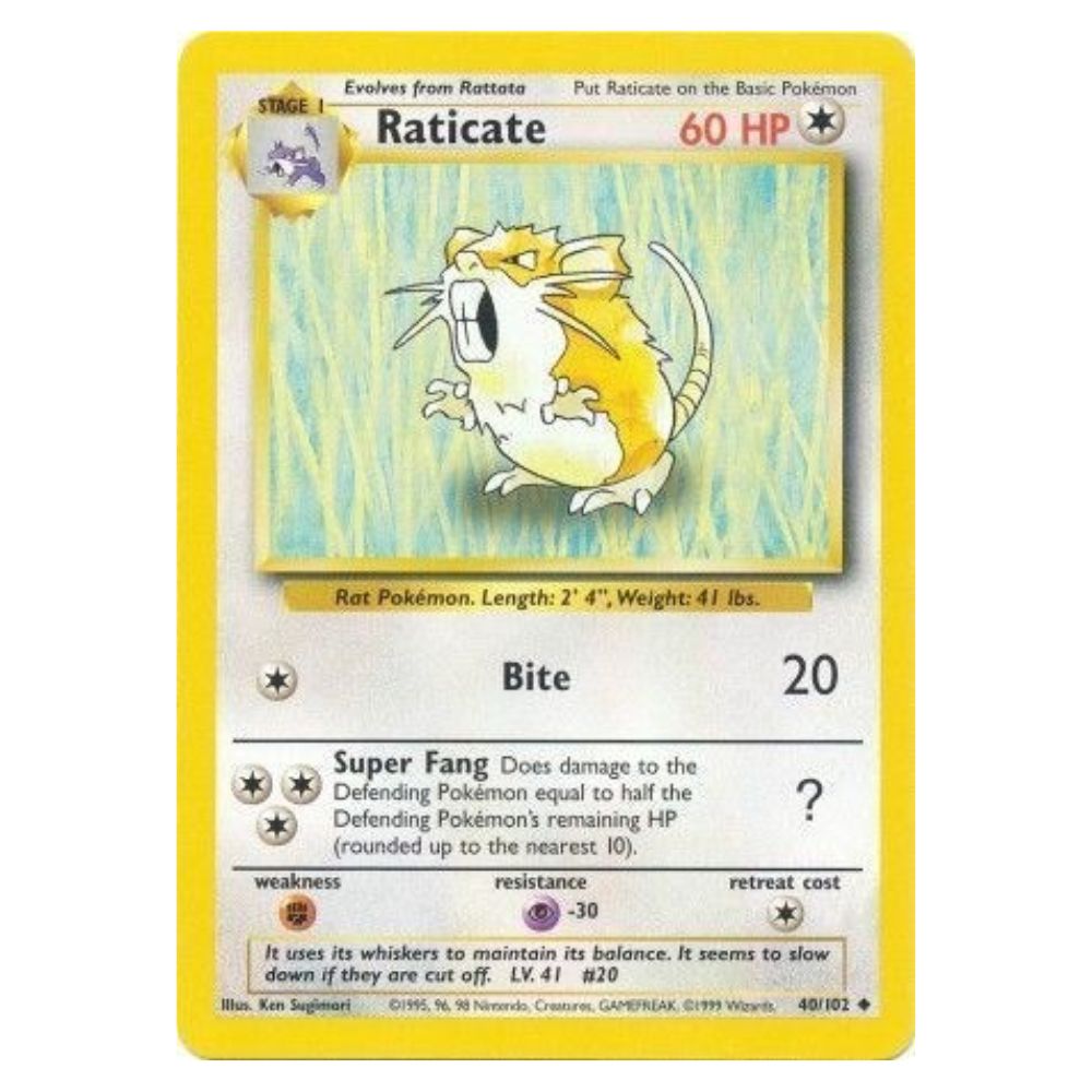 Raticate - 40/102 - Base Set Unlimited - Single