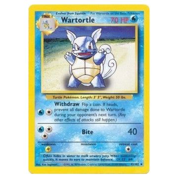 Wartortle - 42/102 - Base Set Unlimited - Single