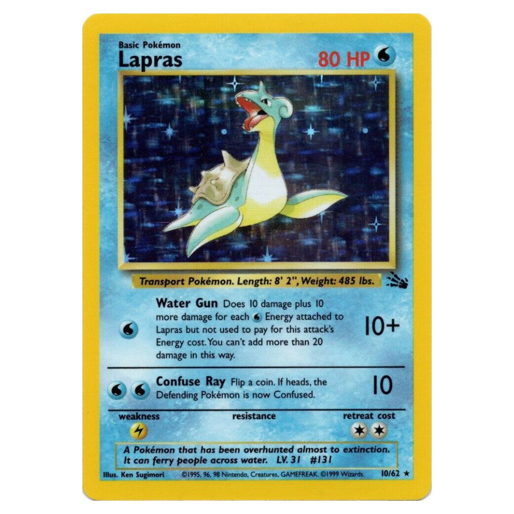 Lapras - 10/62 - Fossil Unlimited Holofoil - Single