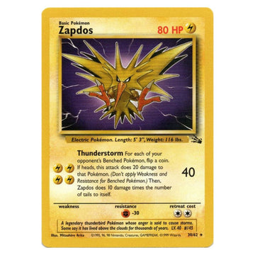 Zapdos - 30/62 - Fossil Unlimited - Single