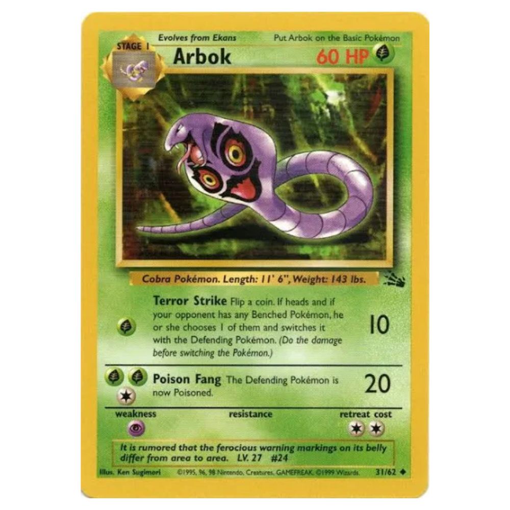 Arbok - 31/62 - Fossil Unlimited - Single