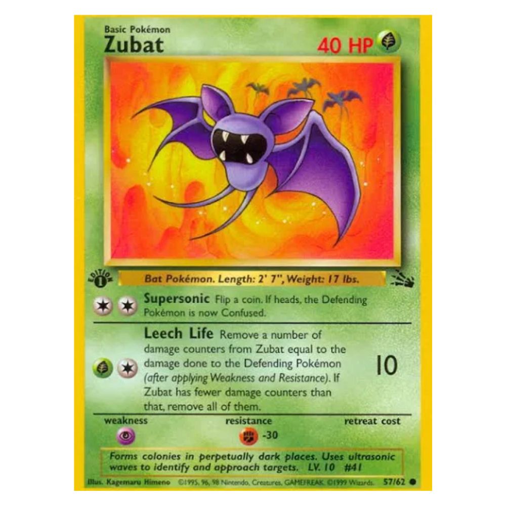 Zubat - 57/62 - Fossil 1st Edition Unlimited - Single