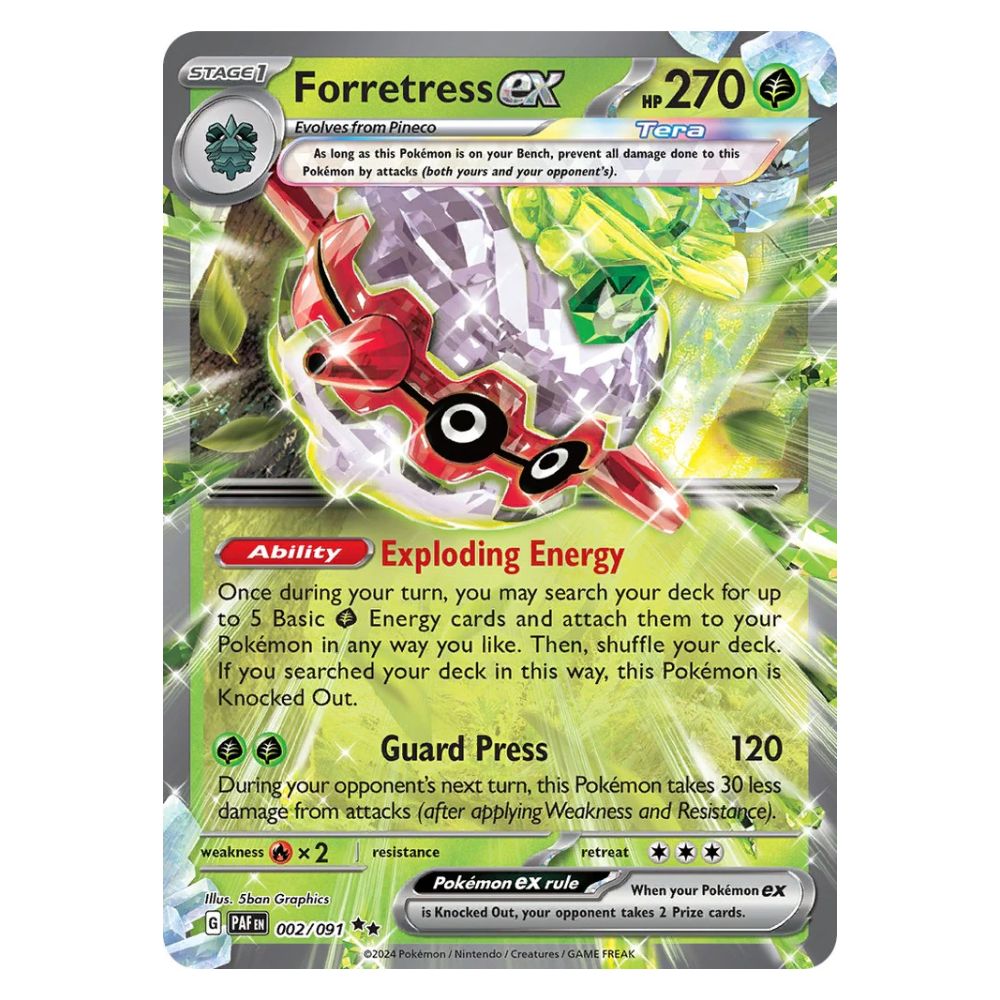 Forretress ex - 002/091 - Paldean Fates Single Holofoil